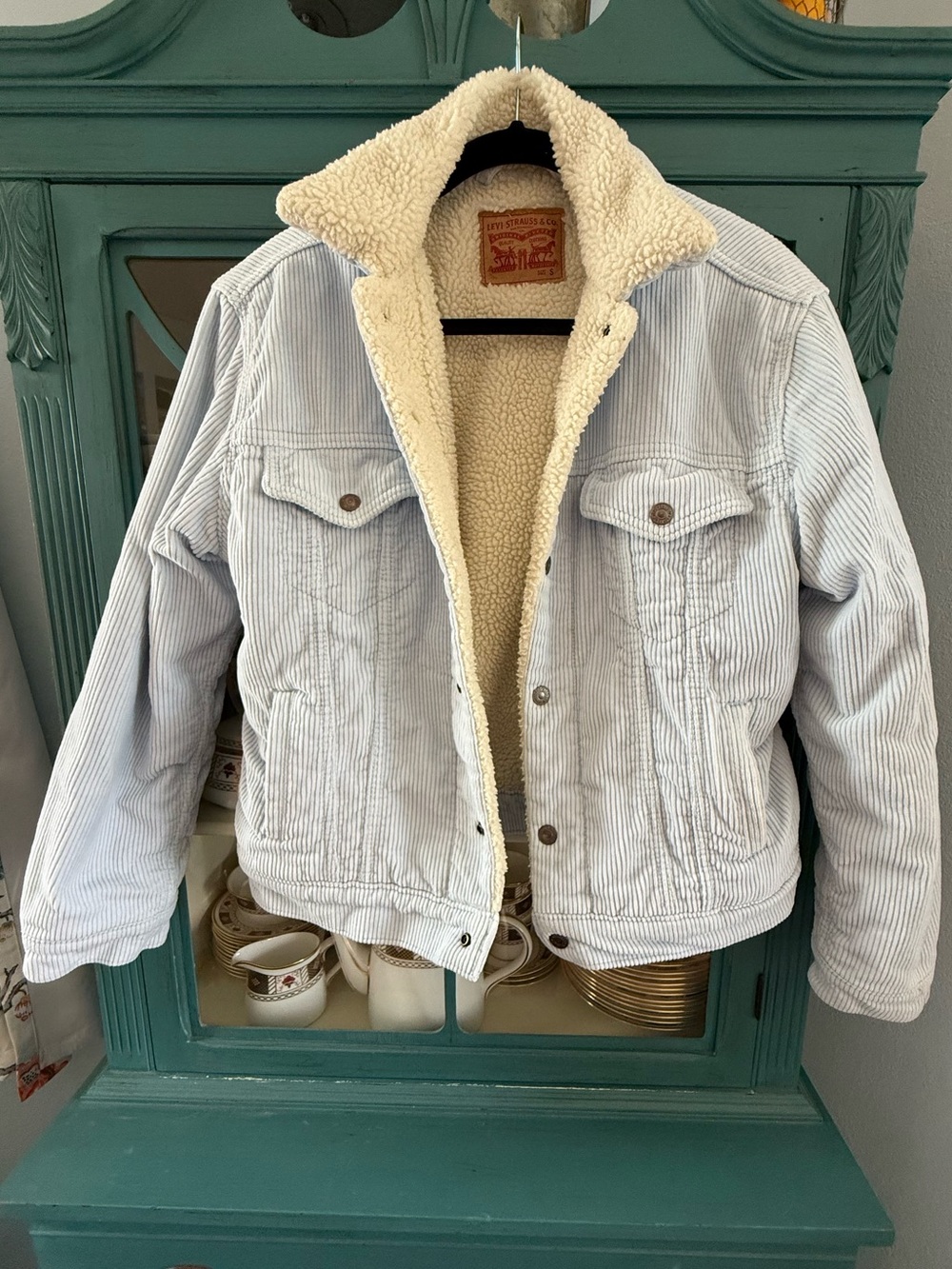 Levi's Pale Blue Corduroy Sherpa-Lined Trucker Jacket